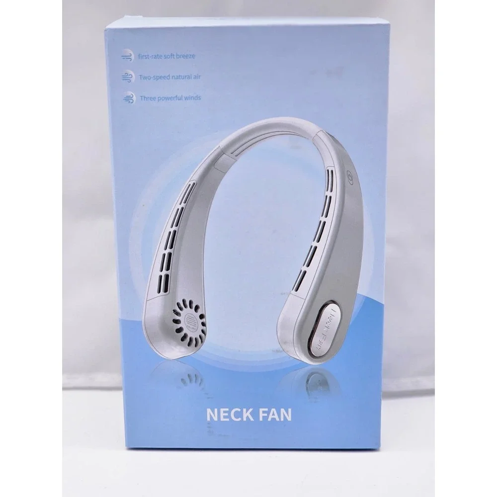 NEW Bladeless Neck Cooler Fan Outdoor Camping Walking USB Charge -Blue